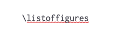 Zettlr screenshot of the LaTeX command for the list of figures